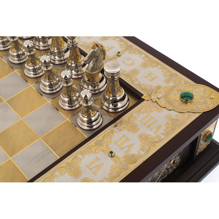 Шахматы с малахитом "Царские Элегант" Златоуст