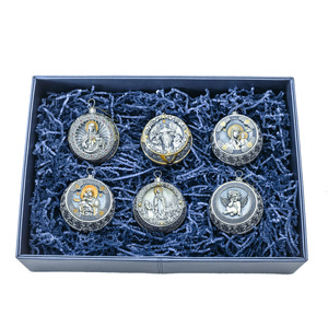 Set of 6 silver Christmas balls "Orthodox"