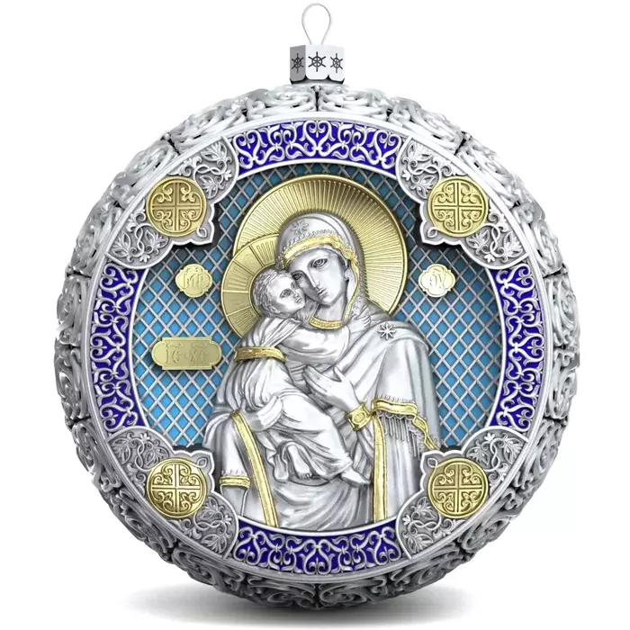 Set of 6 silver Christmas balls "Orthodox"