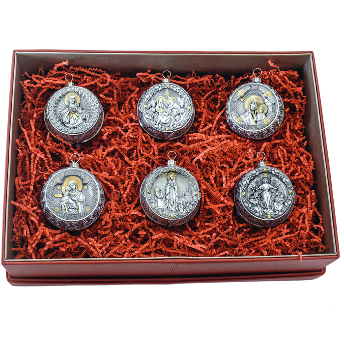 Set of 6 silver Christmas Tree balls "Christmas Holiday"