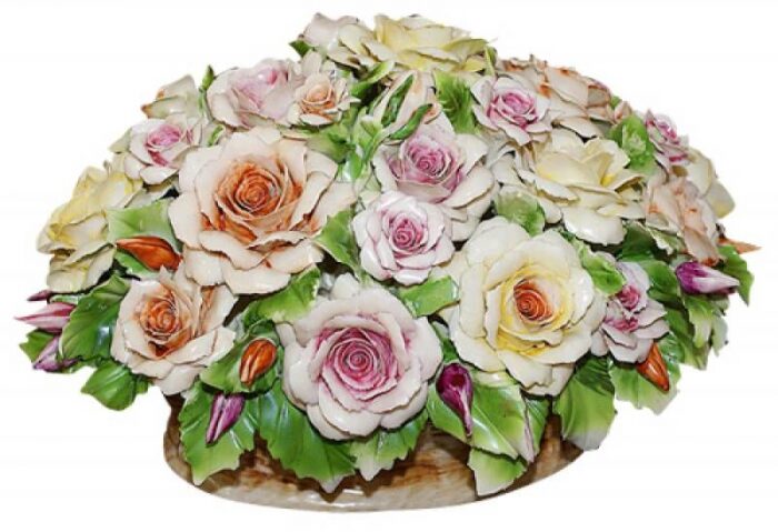 Decorative basket "Multicolored roses"