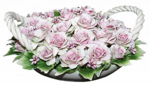 Decorative basket "Pink roses" with two handles