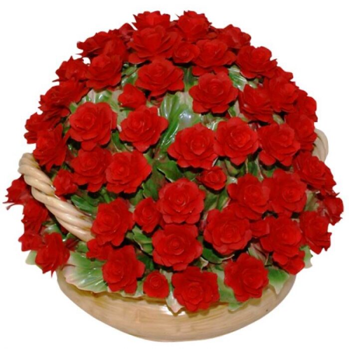 Decorative basket with red roses