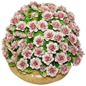 Decorative basket with pink roses