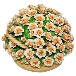 Decorative basket with yellow roses