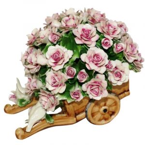 Decorative trolley with pink roses and birds