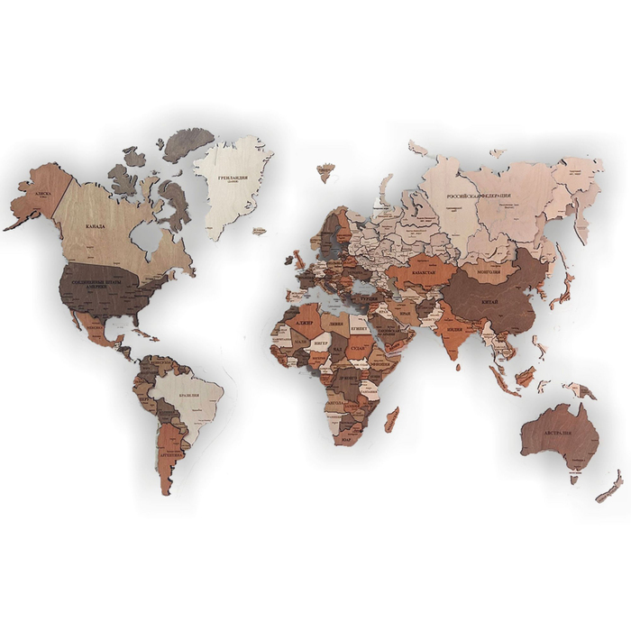 Карта мира, многоуровневая 3D "Sandstorm", на заказ