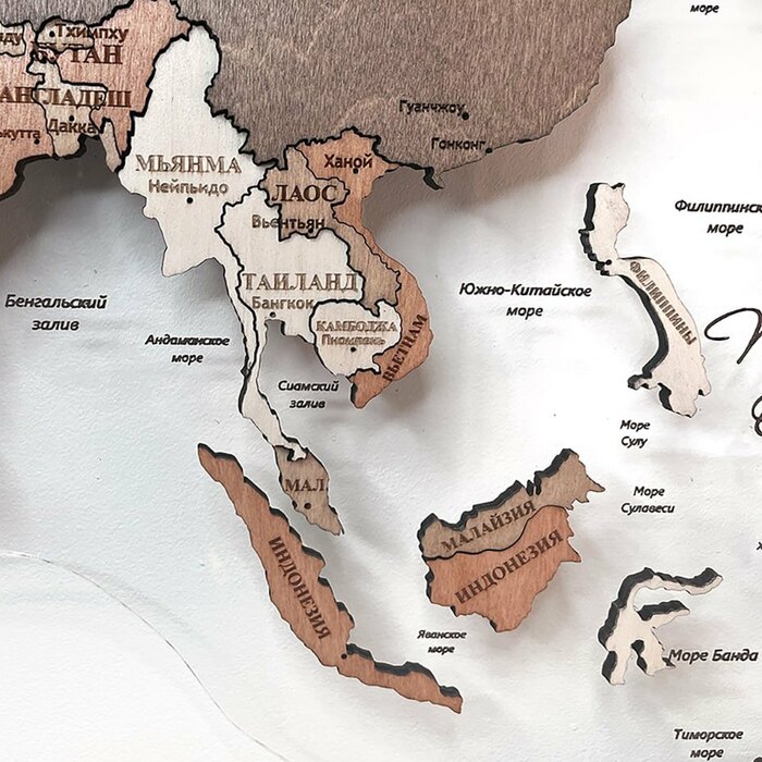Карта мира, многоуровневая 3D "Sandstorm", на заказ