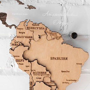 Карта мира, многоуровневая 3D "Cappuccino", на заказ