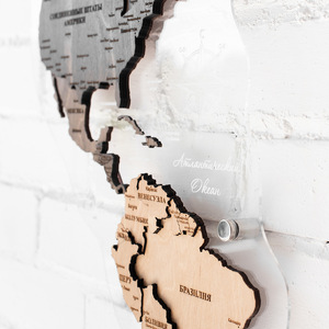 Карта мира, многоуровневая 3D "Cappuccino", на заказ