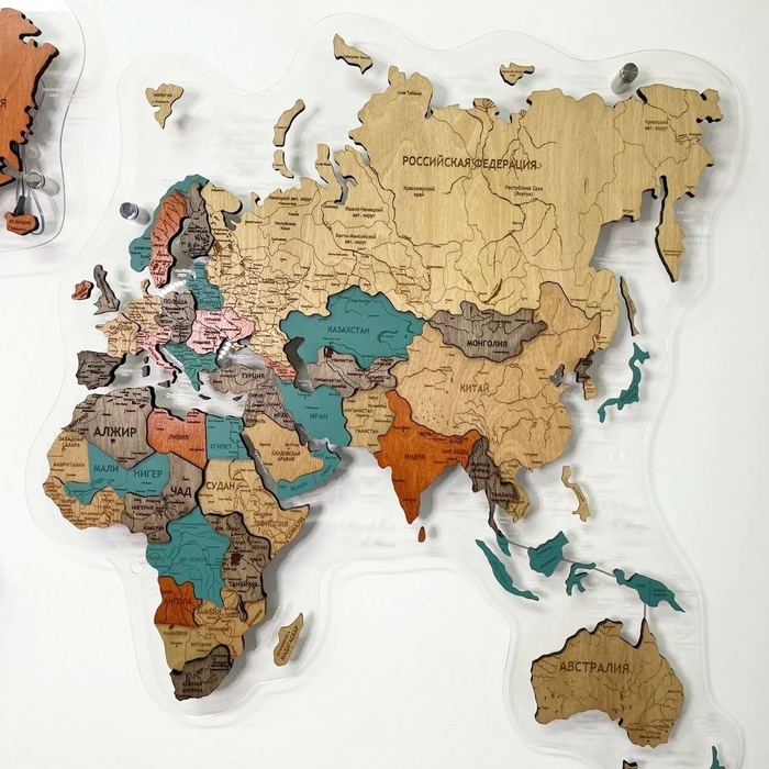 Карта мира, многоуровневая 3D "Oasis", на заказ