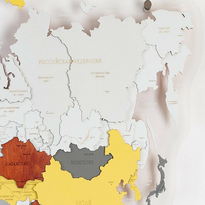 Карта мира, многоуровневая 3D "Yellowstone", на заказ