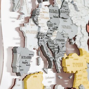Карта мира, многоуровневая 3D "Yellowstone", на заказ