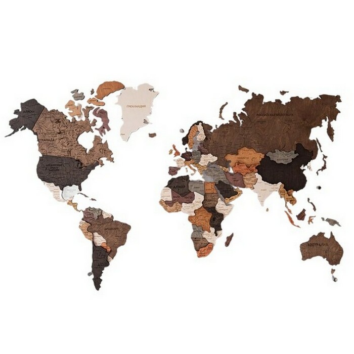 Карта мира, многоуровневая 3D "Darkwood", на заказ