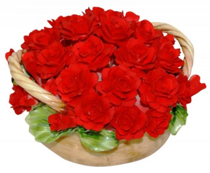 Decorative basket with two handles "Red roses"