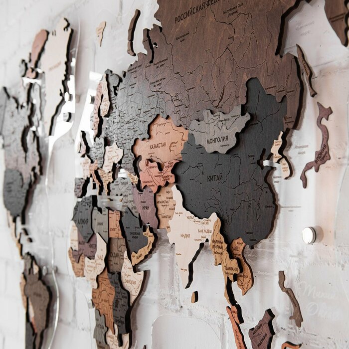 Карта мира, многоуровневая 3D "Darkwood", на заказ