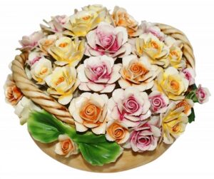 Decorative basket with two handles "Multicolored roses"