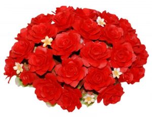 Decorative basket with roses, red