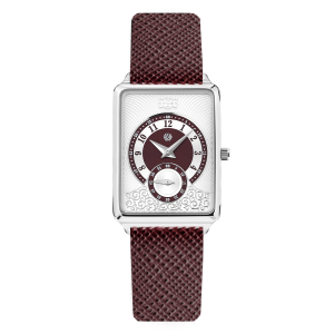 UCHZ Vintage Quartz Wrist Watch with Burgundy Strap