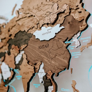 Корпоративная карта мира из ценных пород дерева 3D, на заказ