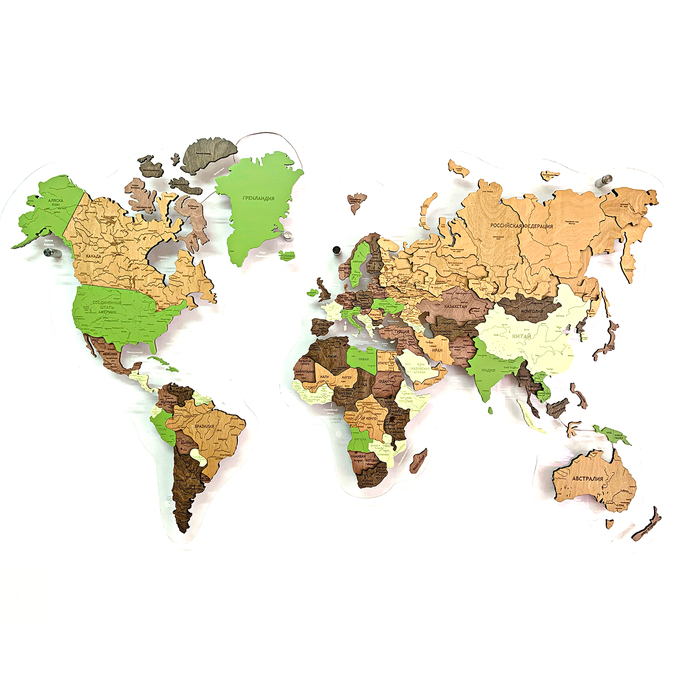 Карта мира, многоуровневая 3D "Avocado", на заказ
