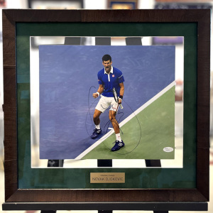 Autographed photo of tennis player Novak Djokovic