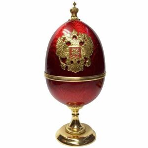 Egg-casket made of brass, red