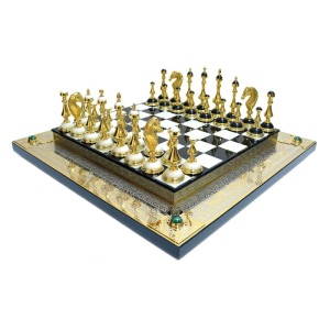 Chess made of dolerite and marble "Classic" with engraving