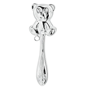Набор серебряный для малышей DODO "Мишка - малыш": ложка, погремушка, кружка с позолотой и эмалью