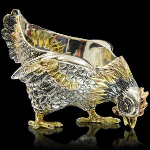 Silver egg stand "Chicken Ryaba"