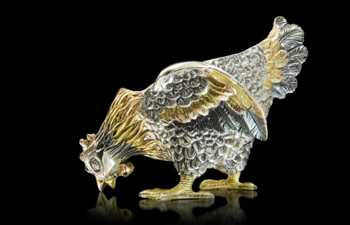 Silver egg stand "Chicken Ryaba"