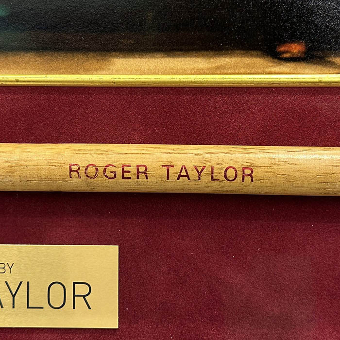 A drumstick from the personal collection of the drummer of the rock band Queen Roger Taylor