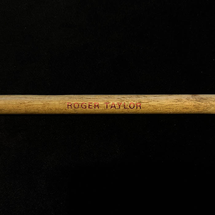 A drumstick from the personal collection of the drummer of the rock band Queen Roger Taylor