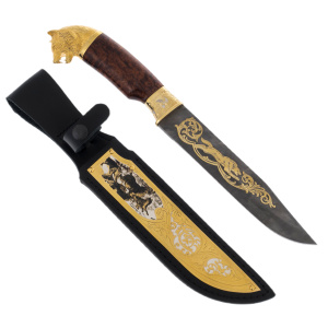 Knife "Wolf" with black damascus