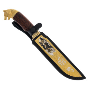 Knife "Wolf" with black damascus