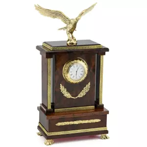 Часы каминные из коричневого обсидиана "Орёл"