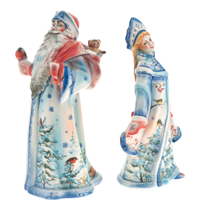 Фарфоровые статуэтки "Дед Мороз и Снегурочка"