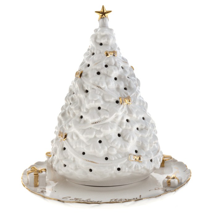 Porcelain candle holder "New Year tree"