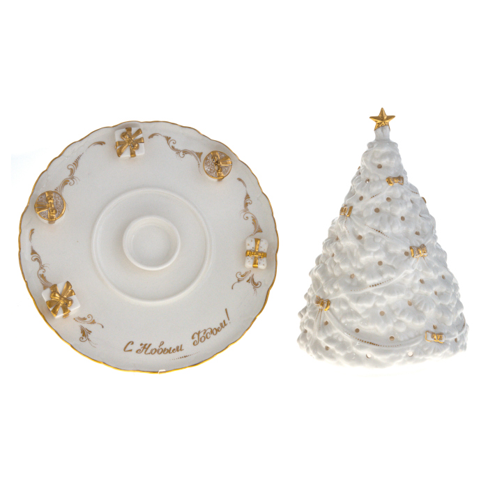 Porcelain candle holder "New Year tree"