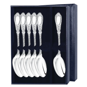 Silver set of dessert spoons "Family" for 6 people