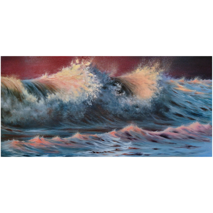 Авторская картина маслом "Бушующая волна"