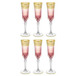 Набор фужеров для шампанского "Адажио Италия" на 6 персон, розовый с золотом