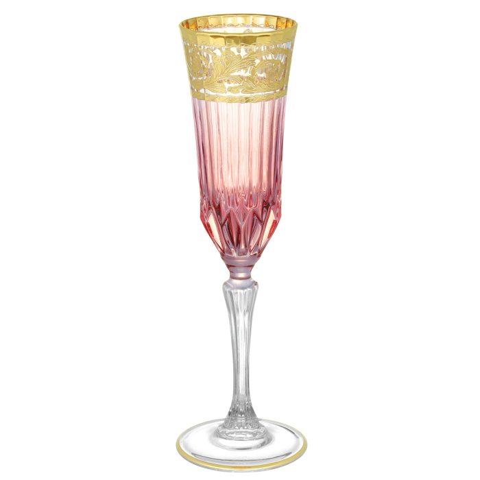 Набор фужеров для шампанского "Адажио Италия" на 6 персон, розовый с золотом