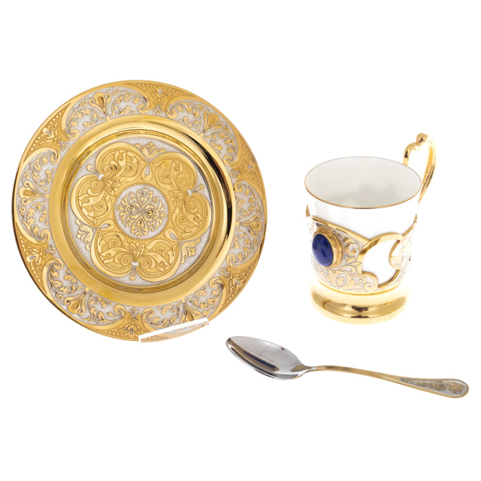 Lapis Lazuli coffee set for 2 persons, Zlatoust