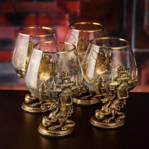 Cognac set "Dragon on a ball" for 4 people, in a gift box