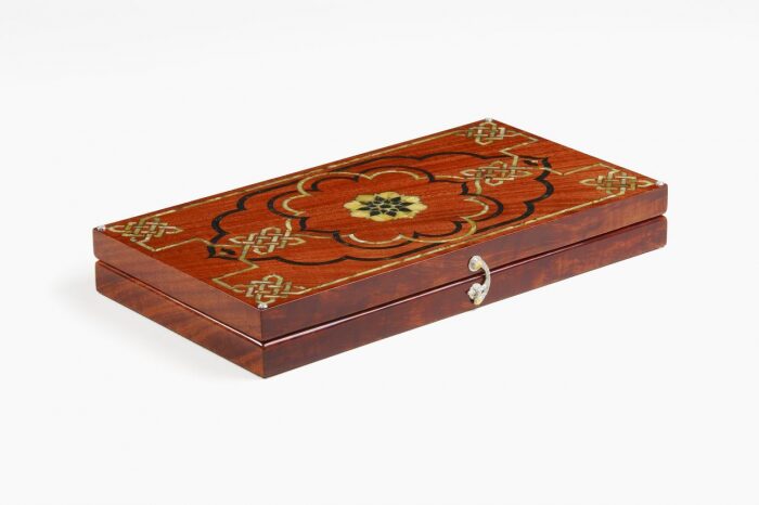 Backgammon made of wood "fire feather" and amber "Pearl of the East" of the Orient collection