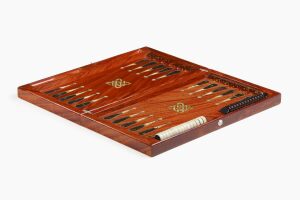 Backgammon made of wood "fire feather" and amber "Pearl of the East" of the Orient collection