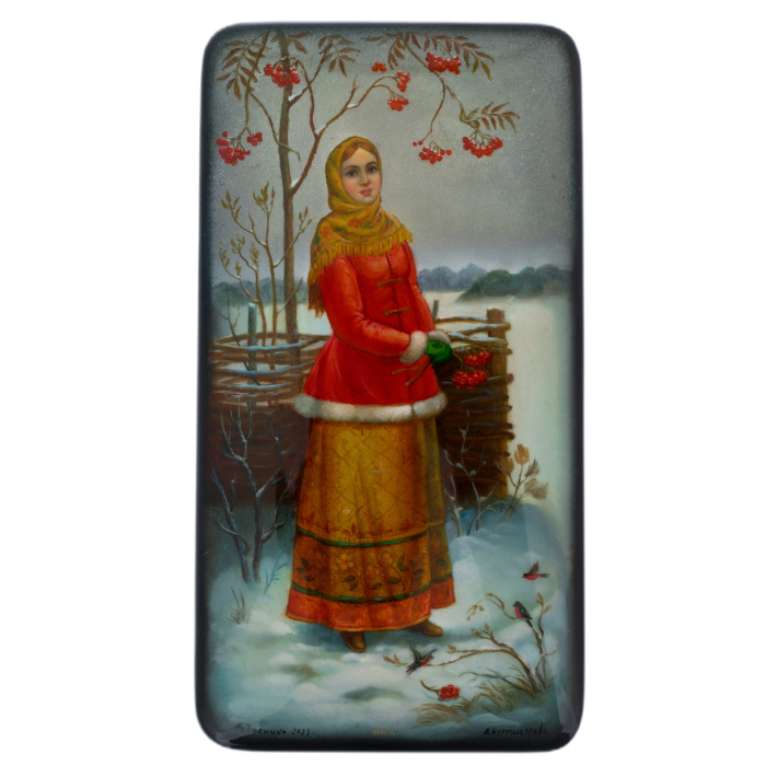 Casket "At the mountain ash" by Burmistrov, Fedoskino