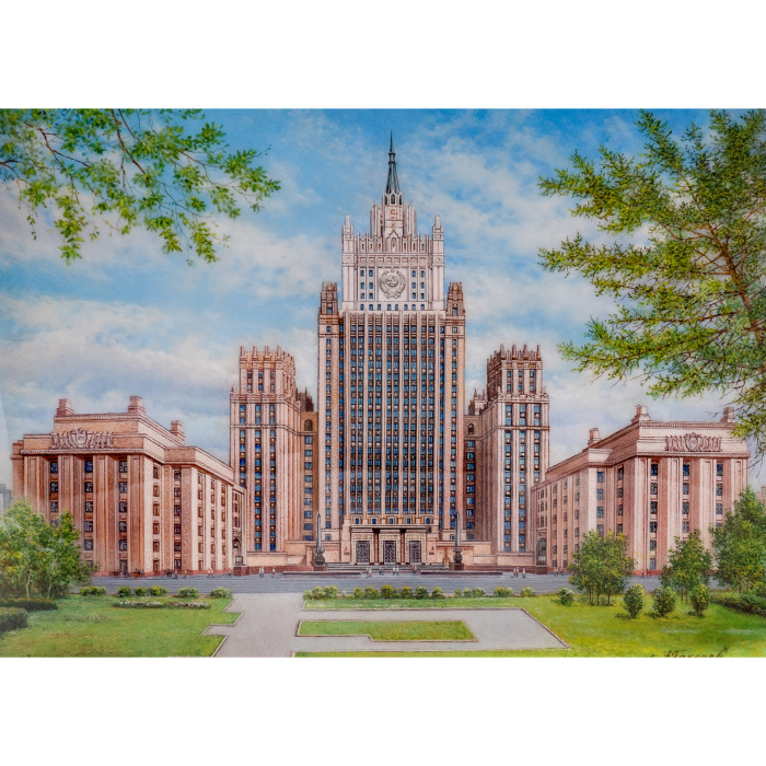 The box "The Building of the Ministry of Foreign Affairs" Pakhomov, Fedoskino