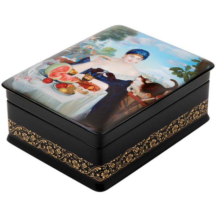 The Merchant's Wife jewelry box, Fedoskino